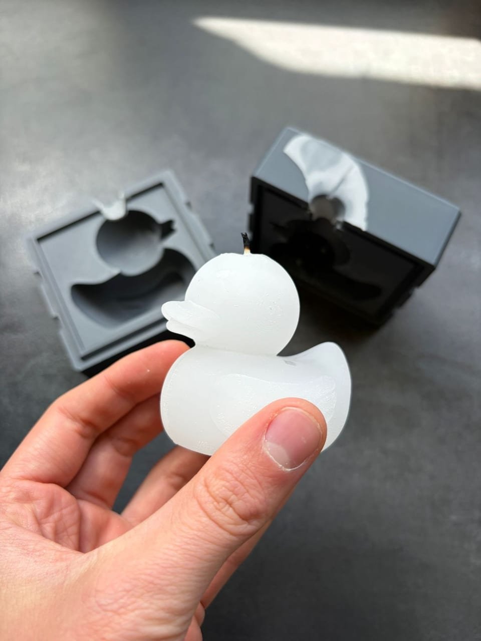 Kaars eendje uit 3D-geprint split-mold